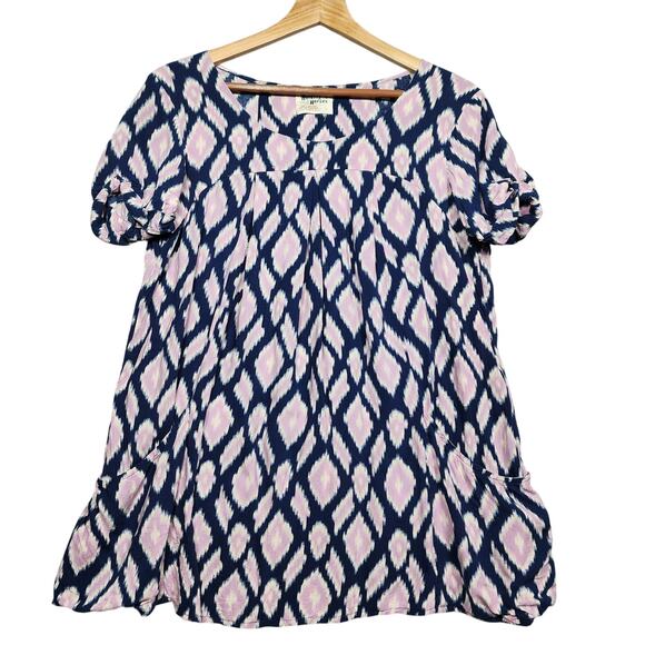 Anthropologie Women's Holding Horses Ikat Print Tunic Top Size Small - Picture 1 of 5